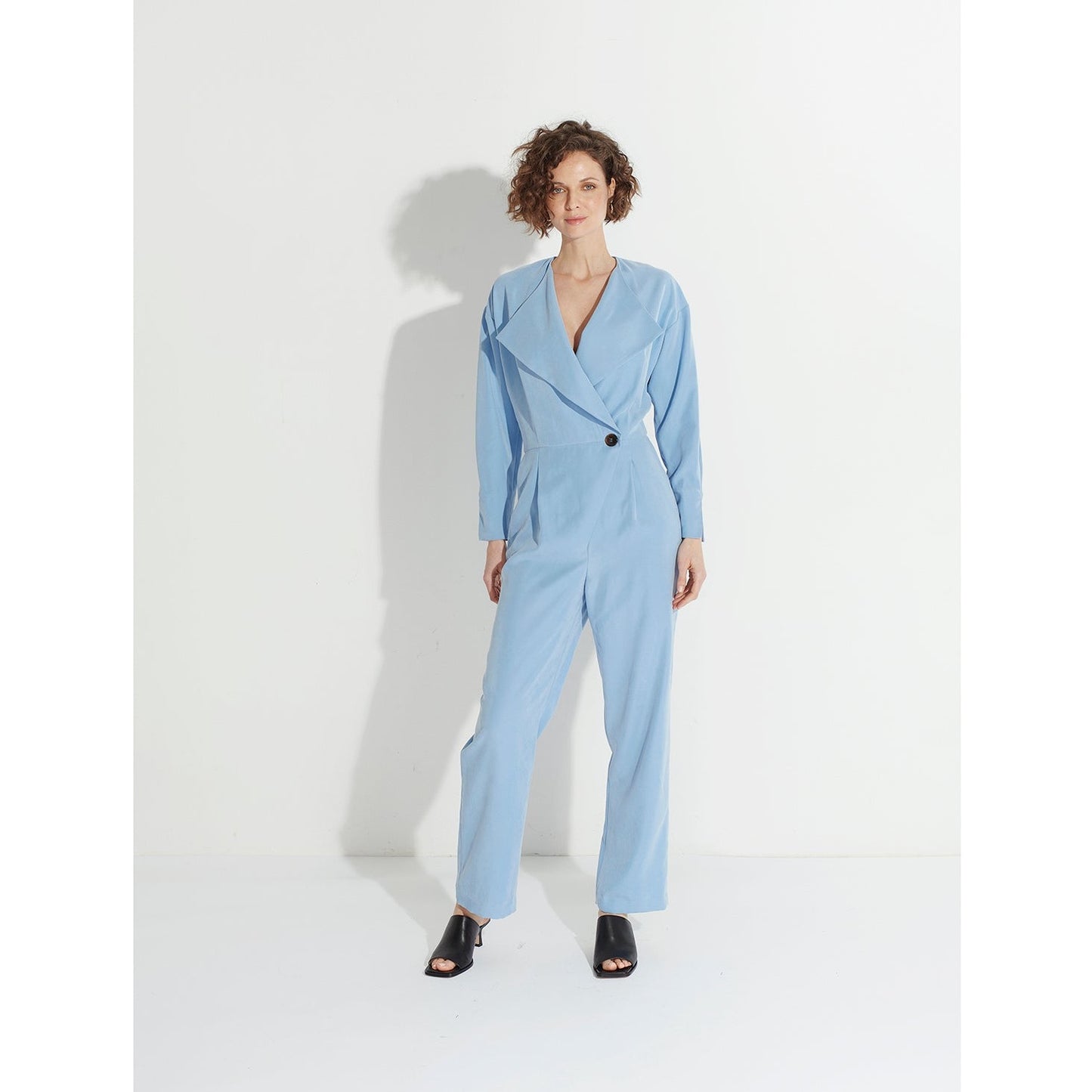 Blue Long Cupro Jumpsuit