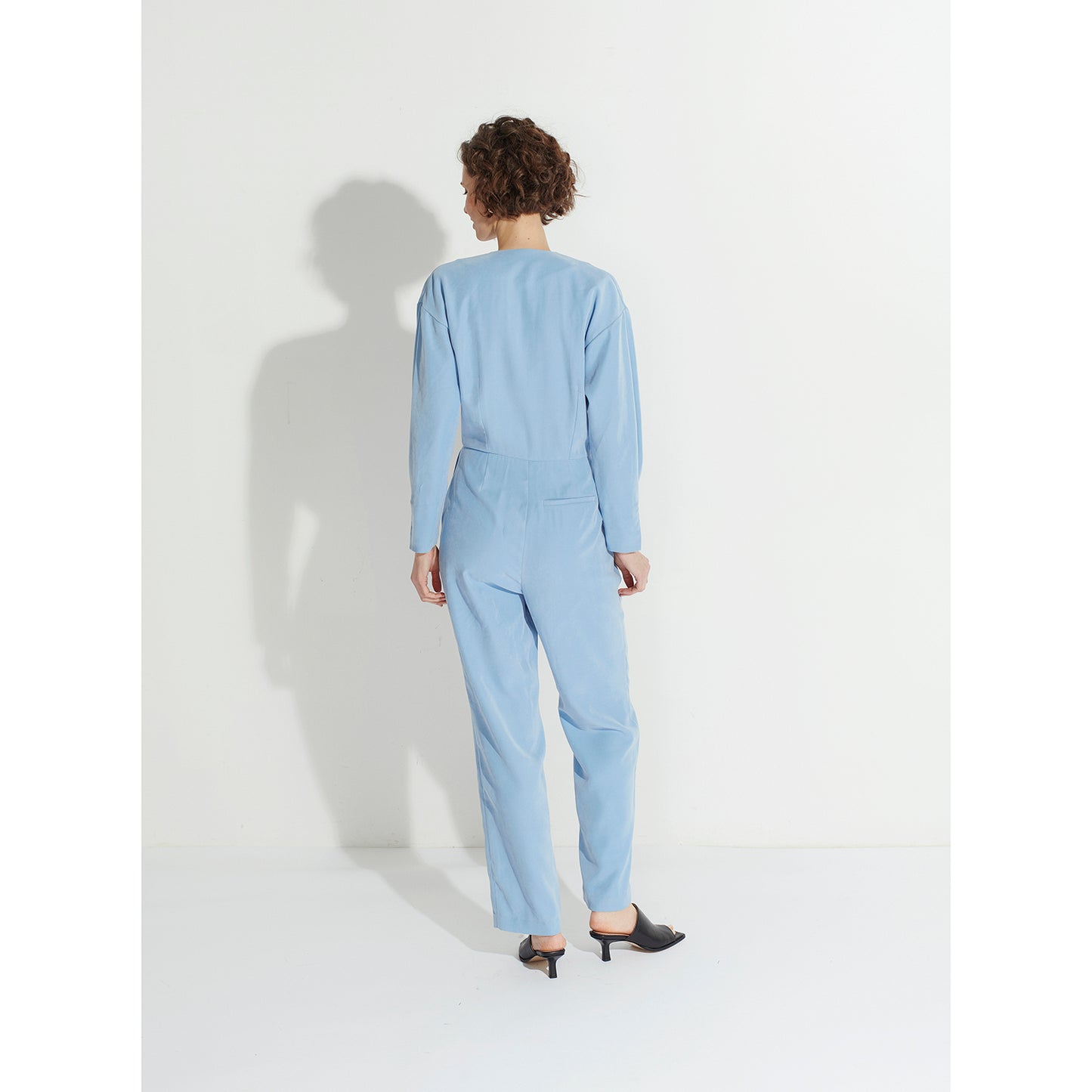 Blue Long Cupro Jumpsuit