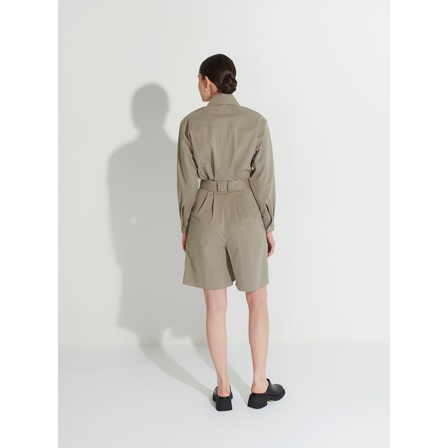 Taupe Overalls With Short Trousers