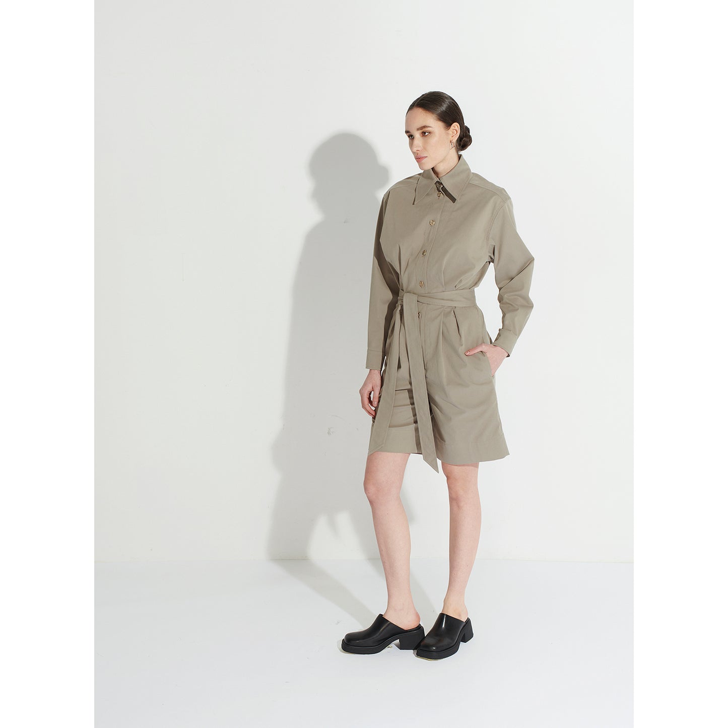 Taupe Overalls With Short Trousers