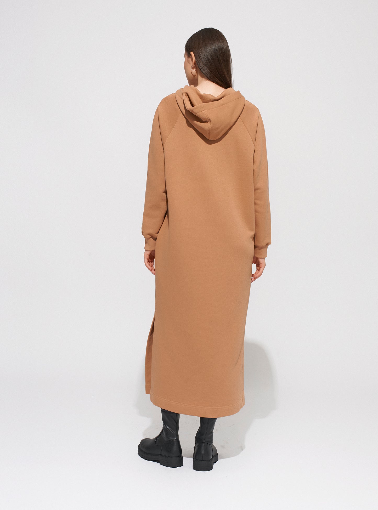 Hooded Caramel Maxi Dress