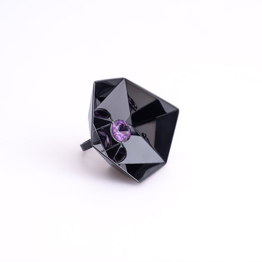 Large Black Mirror in Mirror Ring Extra